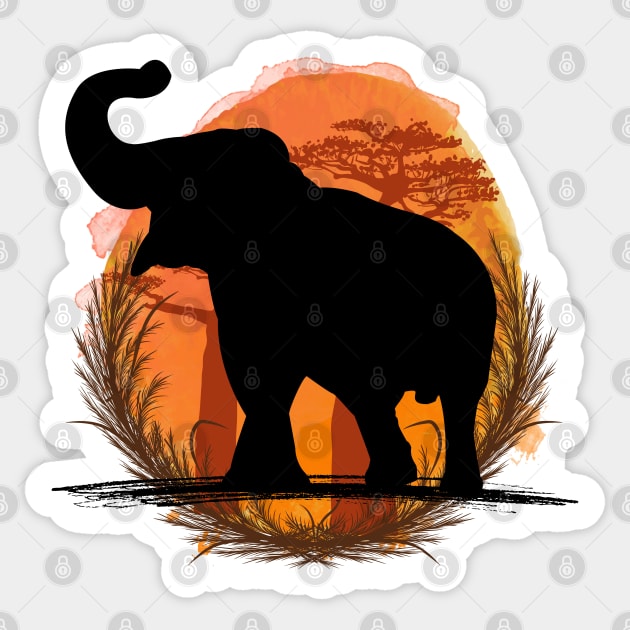 Elephant Silhouette - Savannah Sticker by Petprinty